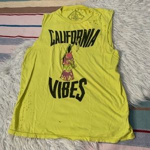 dolls kill yellow sleeveless california skater tee